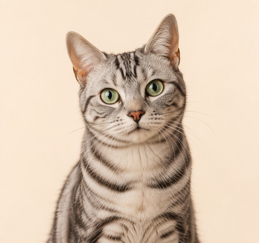 Silver tabby cat on a cream background — UK cat health guides