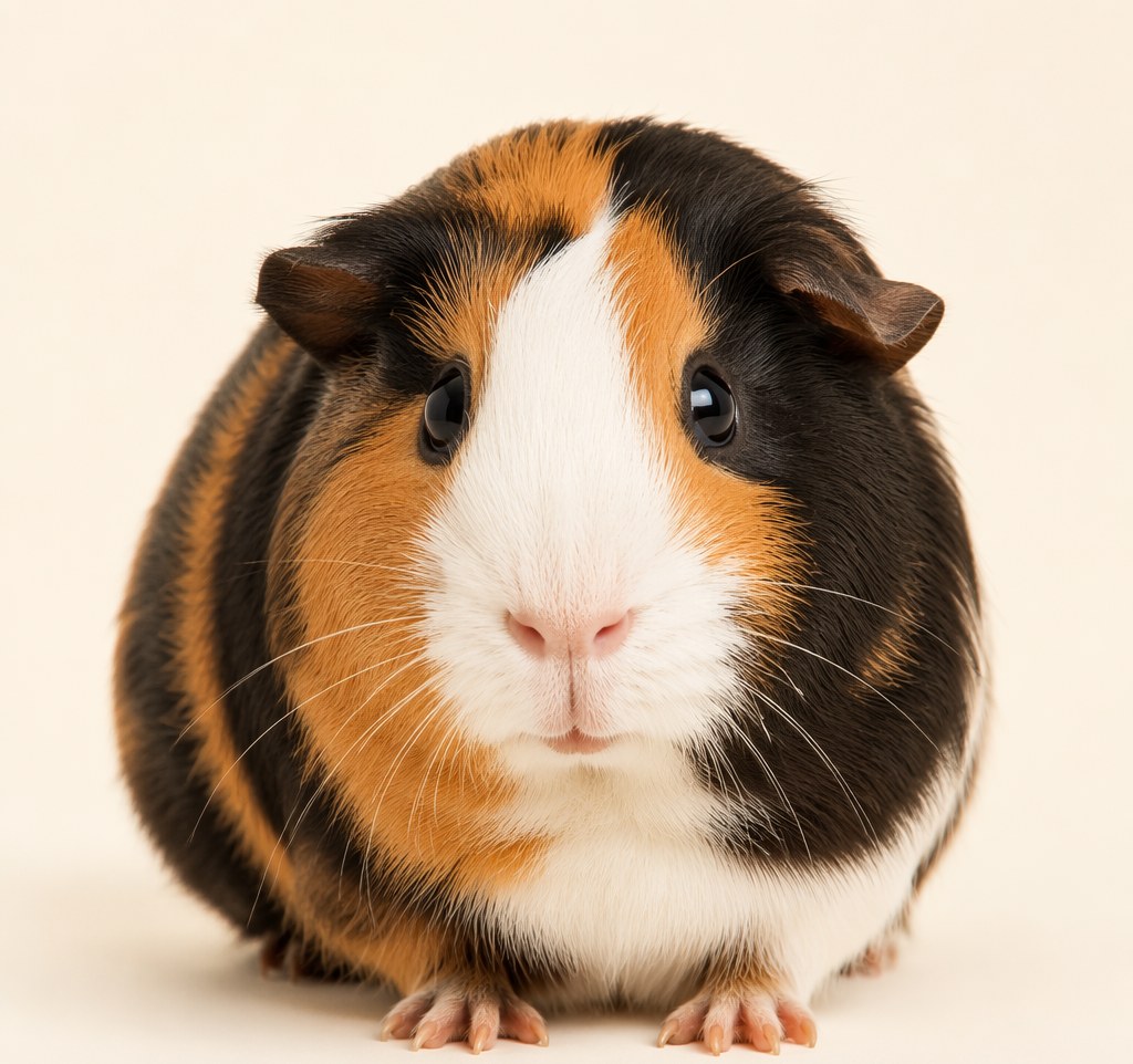 Guinea pig on a cream background — UK small pet health guides